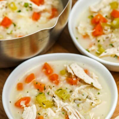 bowls of Chicken Cauliflower Rice Soup
