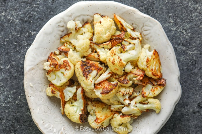 top view of plated Lemon Roasted Cauliflower