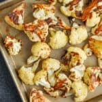 baked Lemon Roasted Cauliflower on a baking sheet