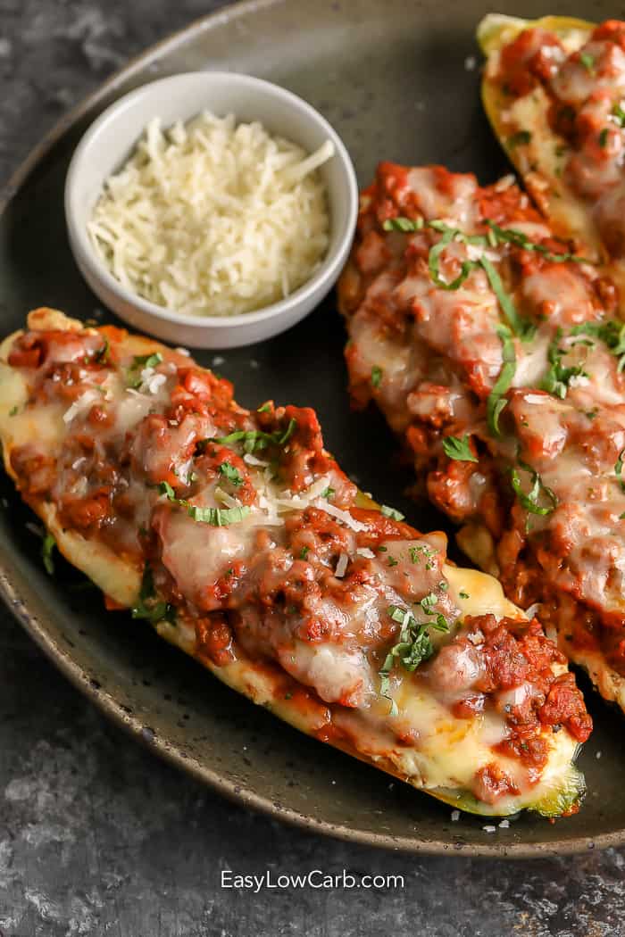 zucchini lasagna boats with parmesan cheese
