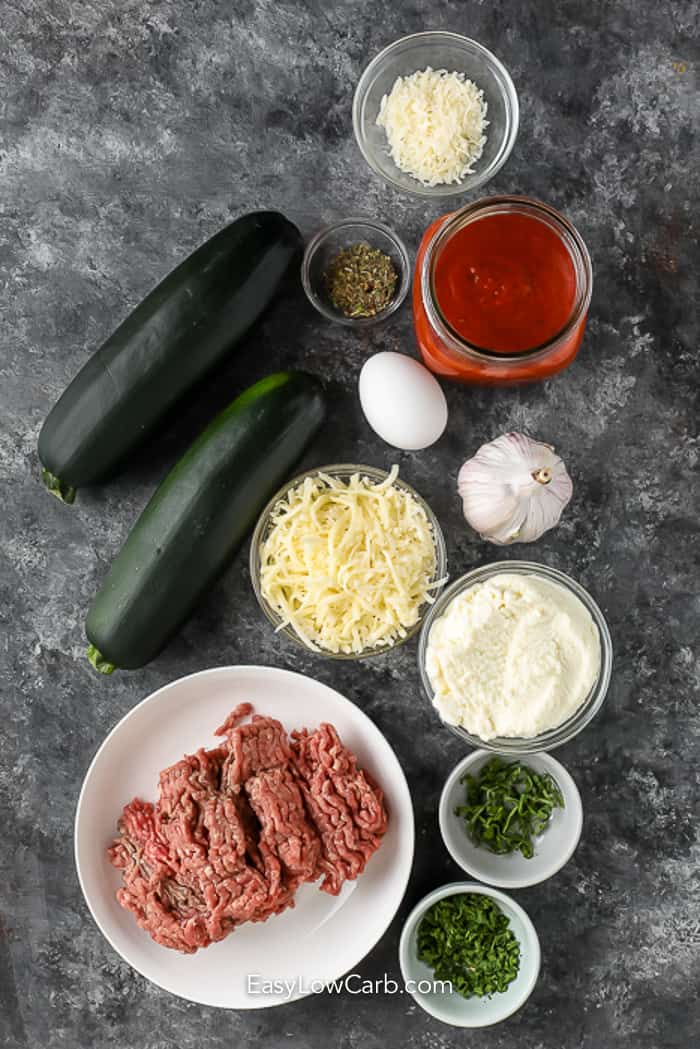 ingredients for zucchini lasagna boats