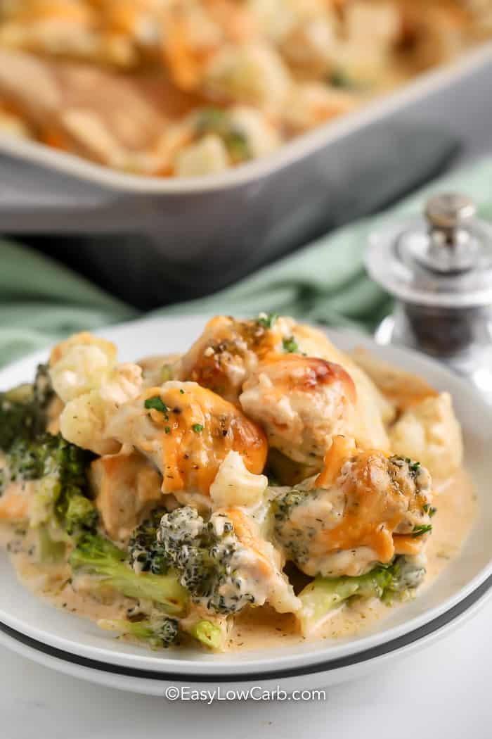 Chicken Broccoli Cauliflower Casserole on a plate