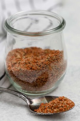 Keto Dry Rub Recipe Rib Seasoning in a jar