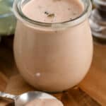 Keto Thousand Island Dressing in a jar with a spoon