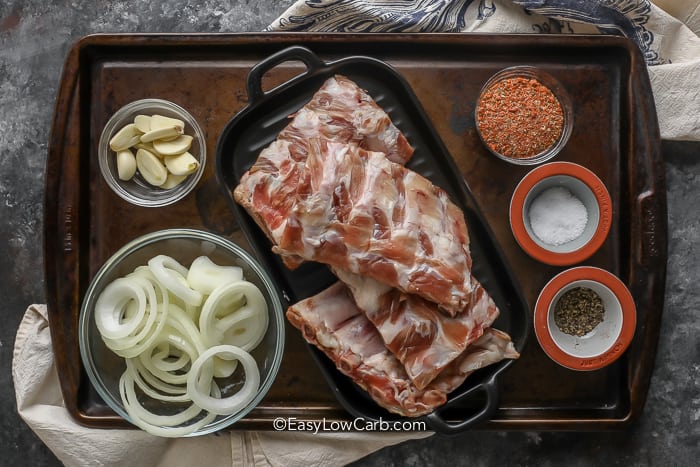 ingredients to make Oven Baked Ribs on a sheet pan