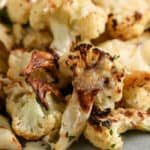 close up of parmesan roasted cauliflower on a plate