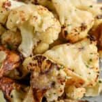 parmesan roasted cauliflower with text