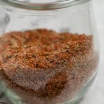 Keto Rib Seasoning in a glass jar with a title