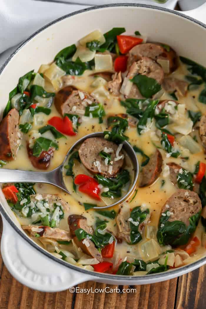 Italian Sausage Soup in a pot