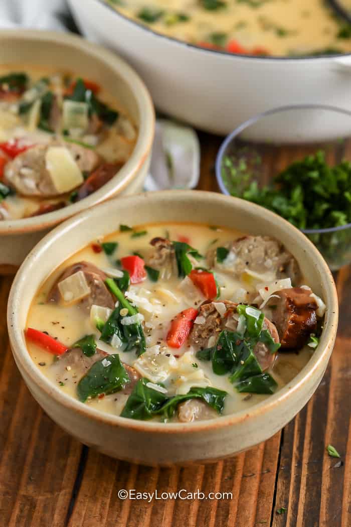 Italian Sausage Soup in a bowl