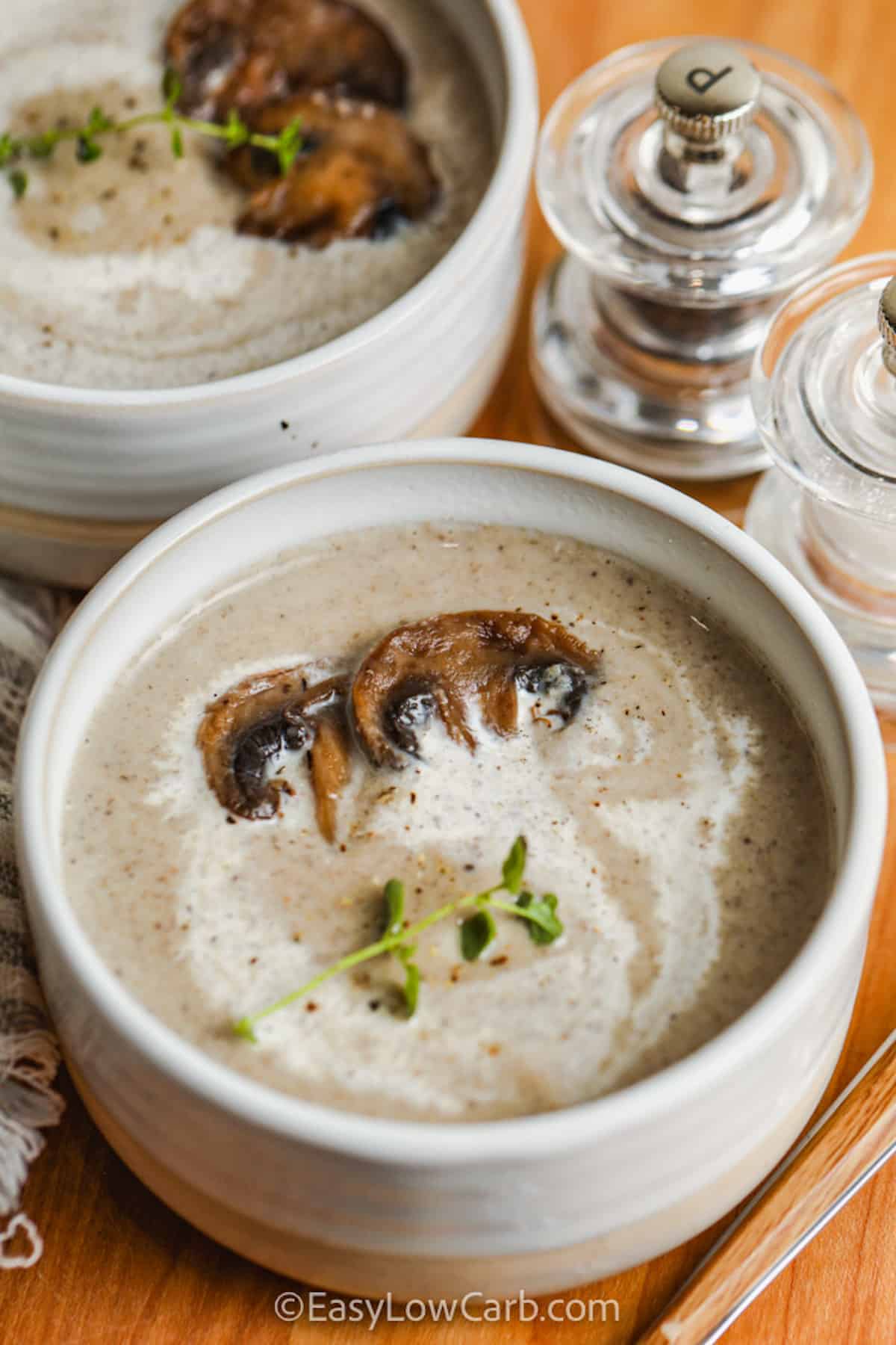 Cream of Mushroom Soup Recipe in bowls