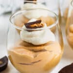 close up of Chocolate Peanut Butter Mousse in a cup