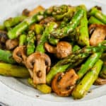 plated Sautéed Asparagus and Mushrooms