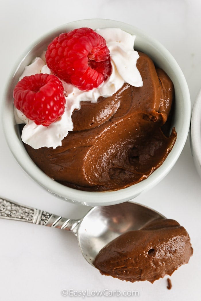 Avocado Chocolate Mousse with a spoon full