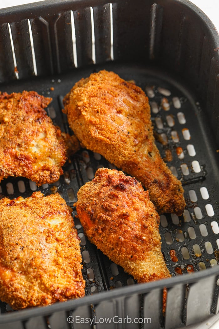 cooked Keto Air Fryer Chicken in the air fryer