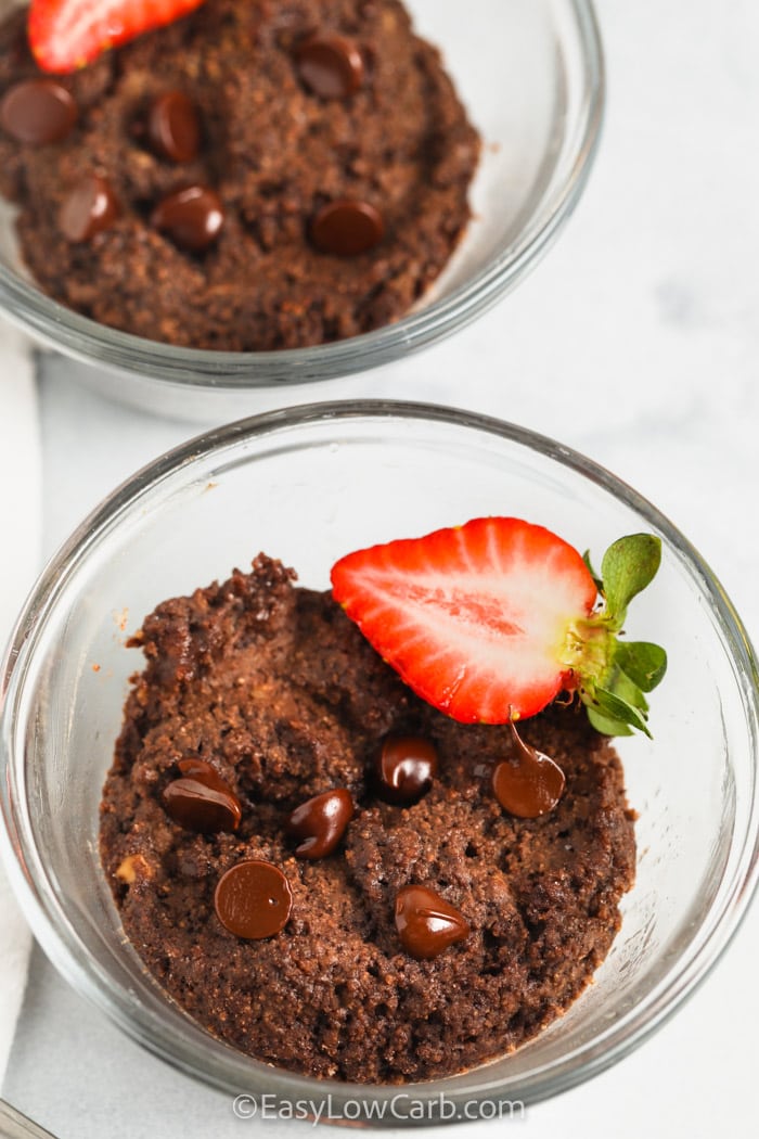 cooked and plated Keto Chocolate Mug Cake