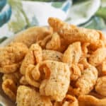 close up of pork rinds to show Ranch Pork Rinds Recipe