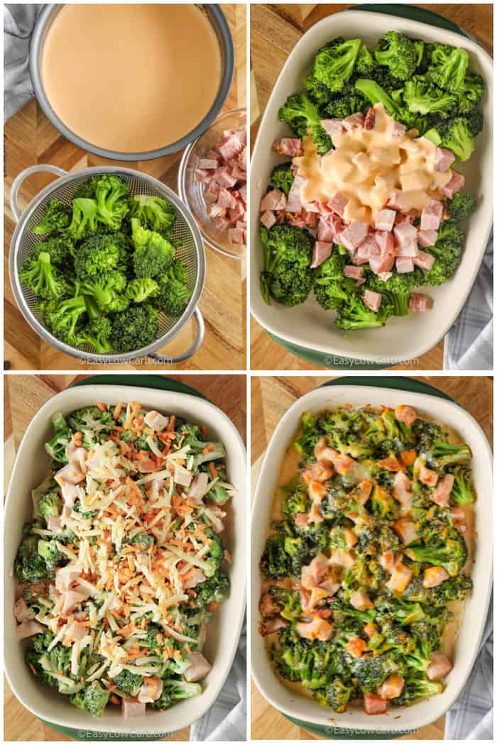 process to make low carb ham and broccoli casserole