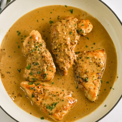 Creamy Dijon Chicken Breasts in a pan