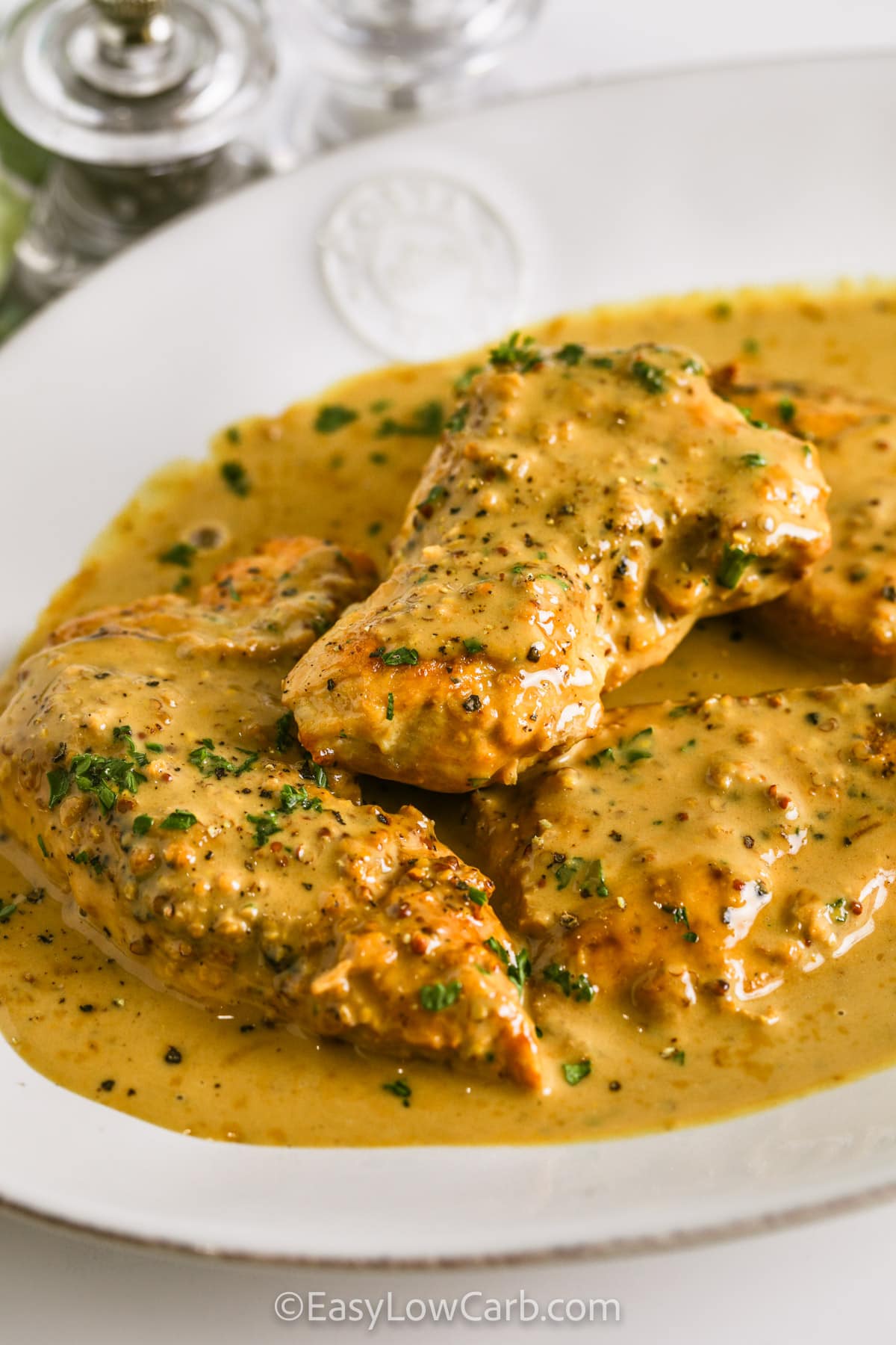 Creamy Dijon Chicken Breasts on a serving plate