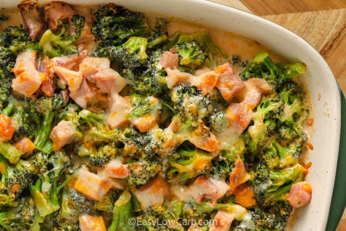 baked Ham and Broccoli Casserole in a dish