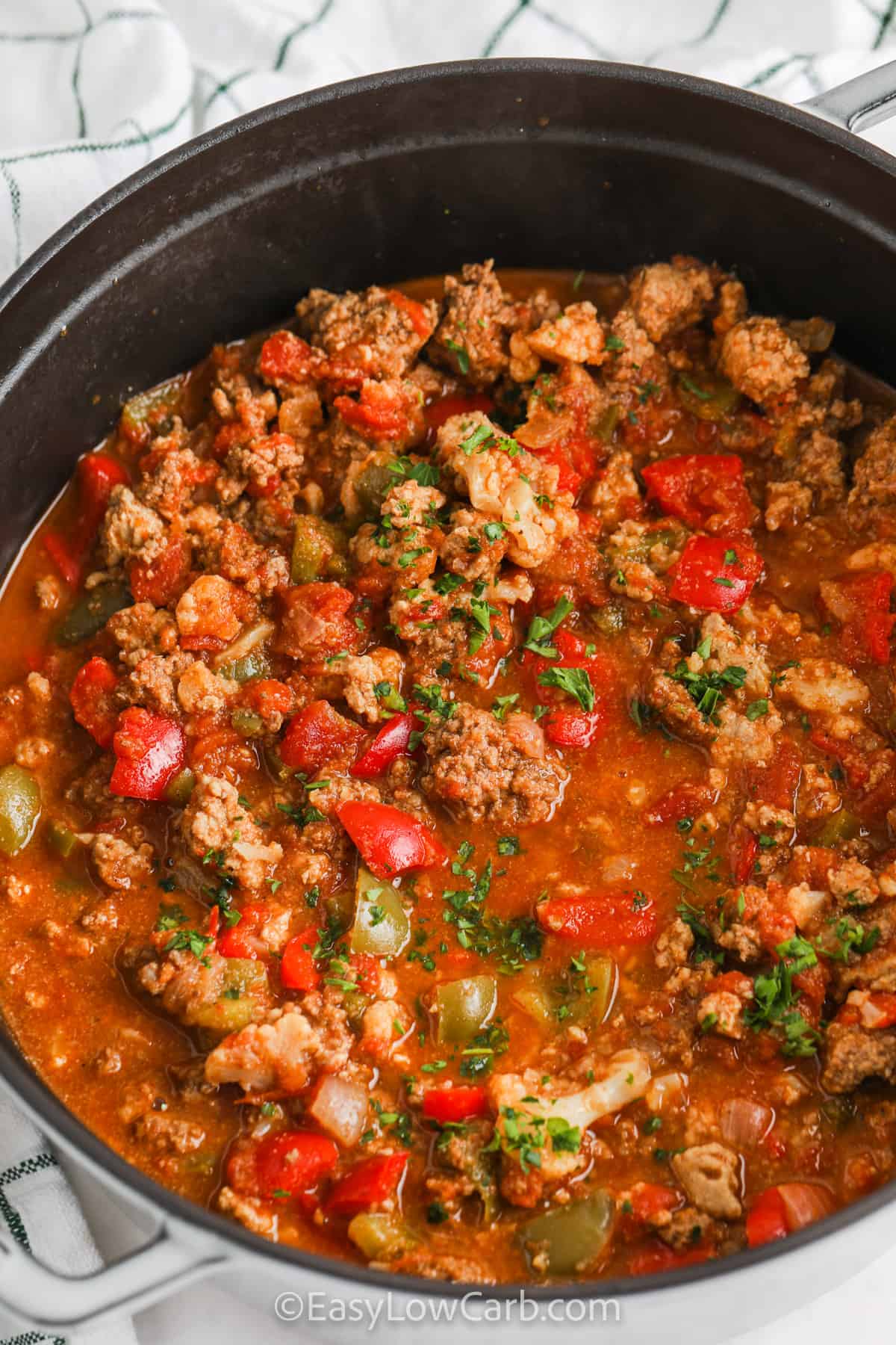 Low Carb Stovetop Chili in a pot