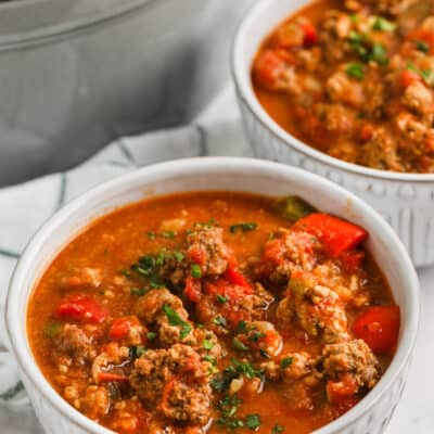 Low Carb Stovetop Chili in two bowls