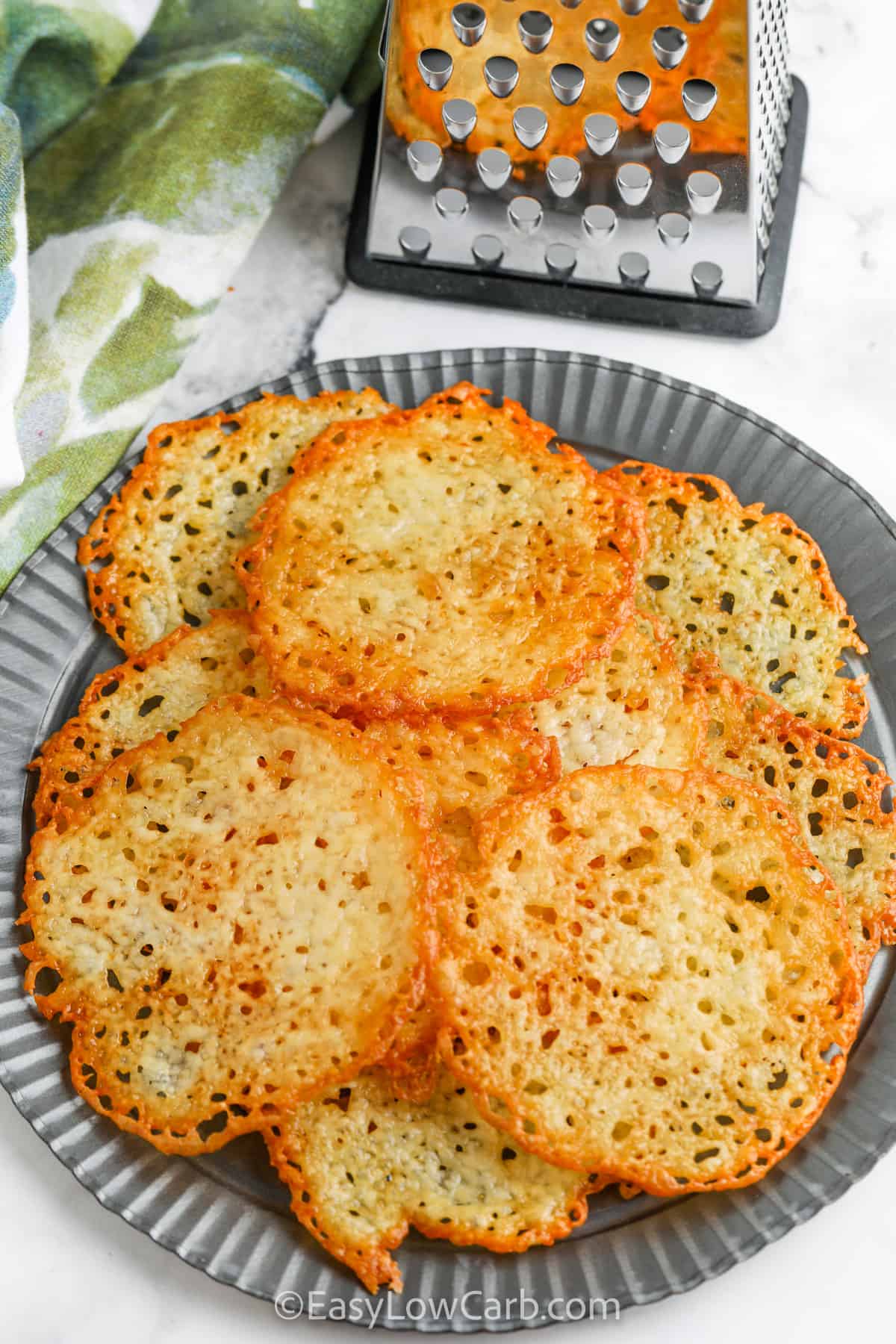 Mozzarella Cheese Crisps on a serving plate