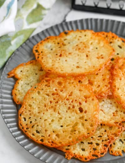 Mozzarella Cheese Crisps on a plate