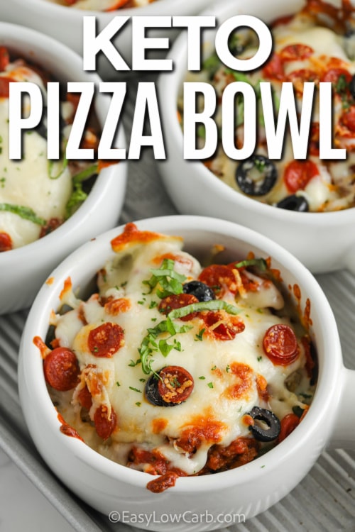 pizza bowls in white bowls with writing