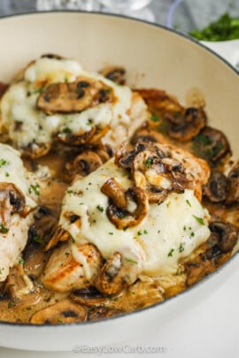 close up of Skillet Chicken and Mushrooms