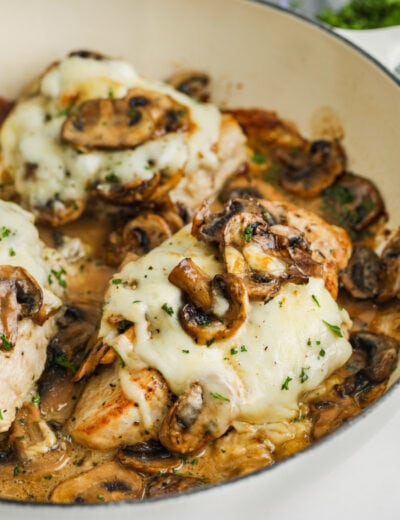 close up of Skillet Chicken and Mushrooms