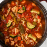 top view of cooked Low Carb Cabbage Soup in the pot