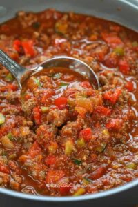 Low Carb Chili with a ladle