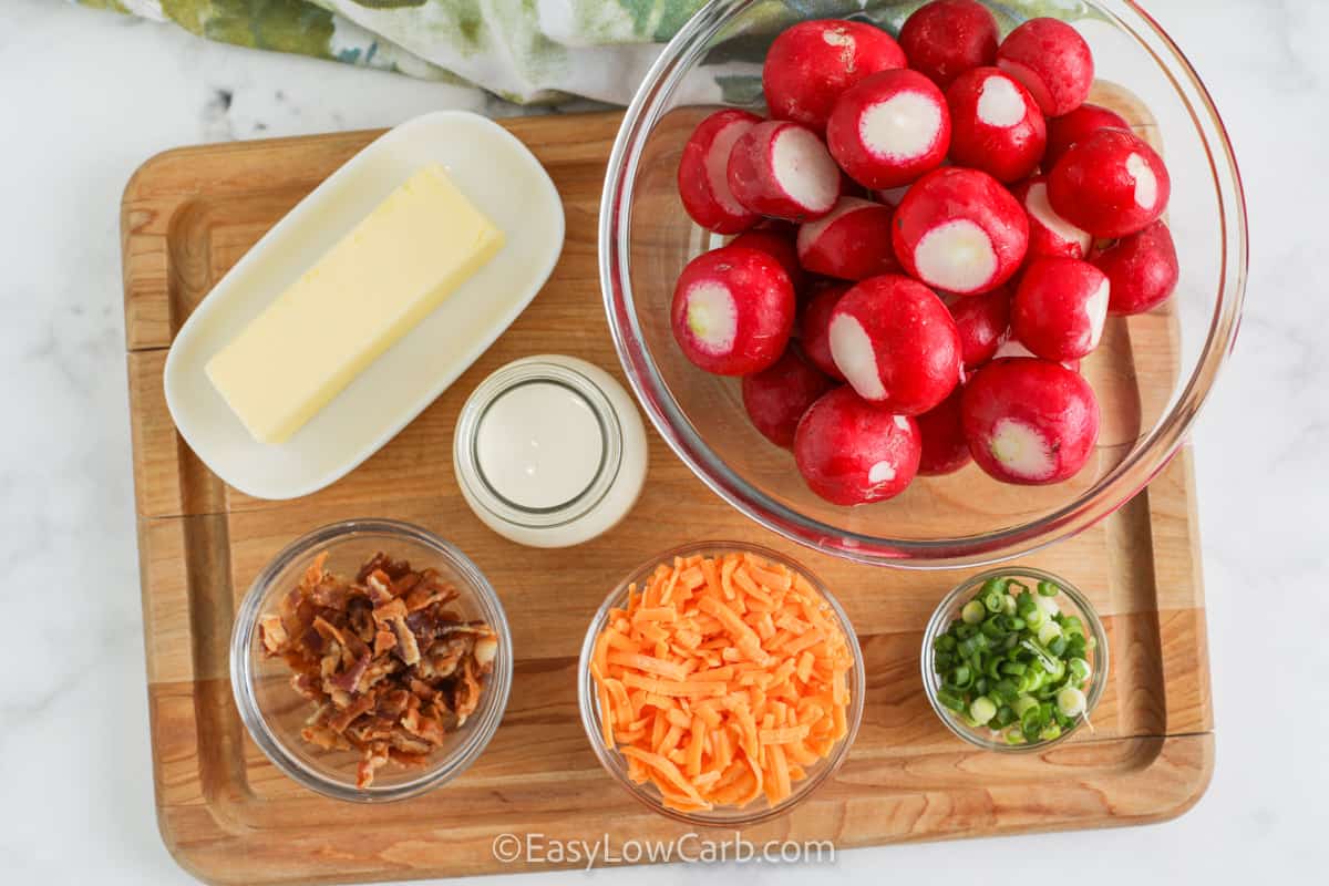 ingredients to make Loaded Baked Radishes Casserole