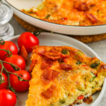 slice of Zucchini Frittata on a white plate