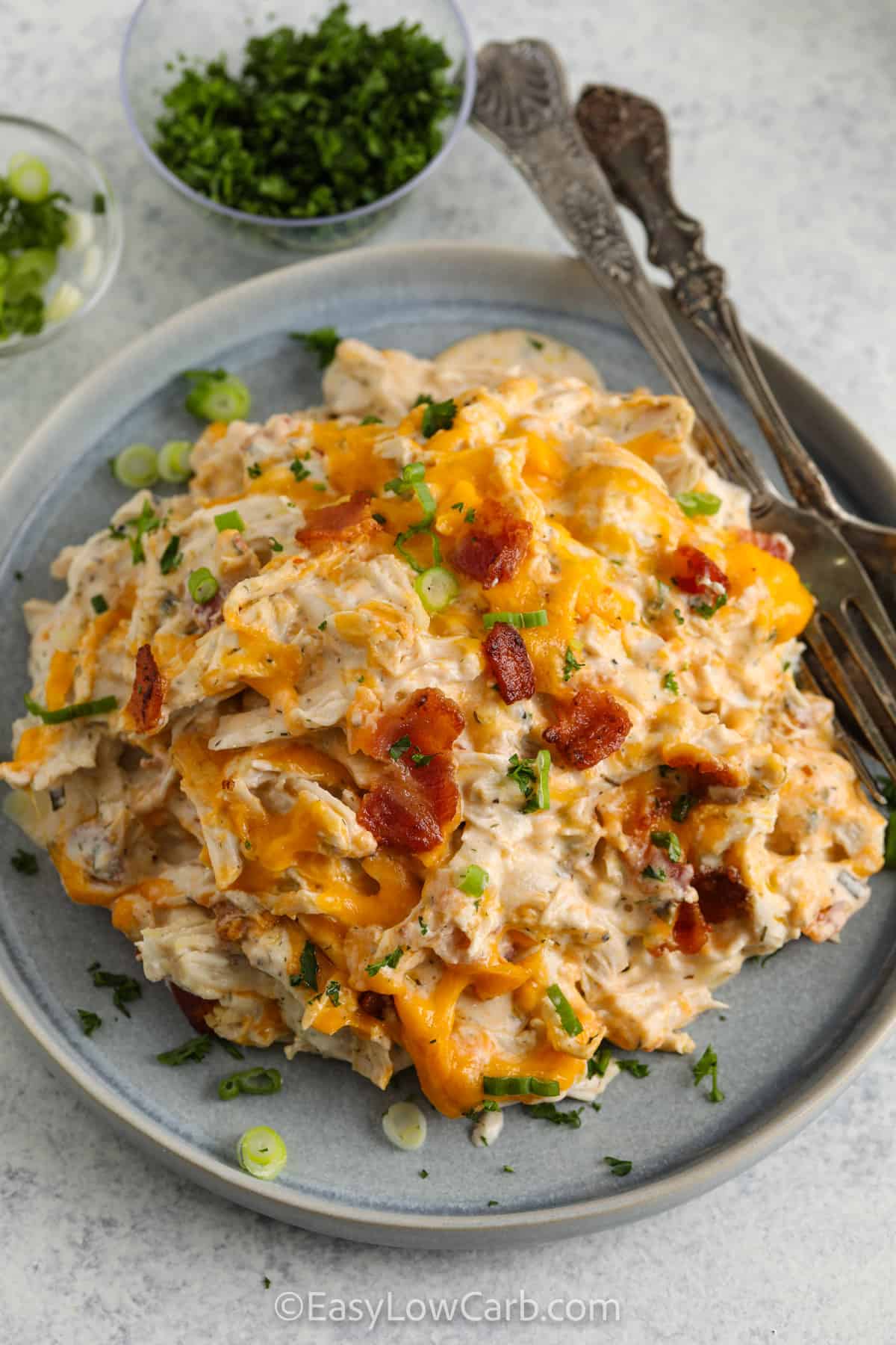 a serving of Baked Crack Chicken on a plate