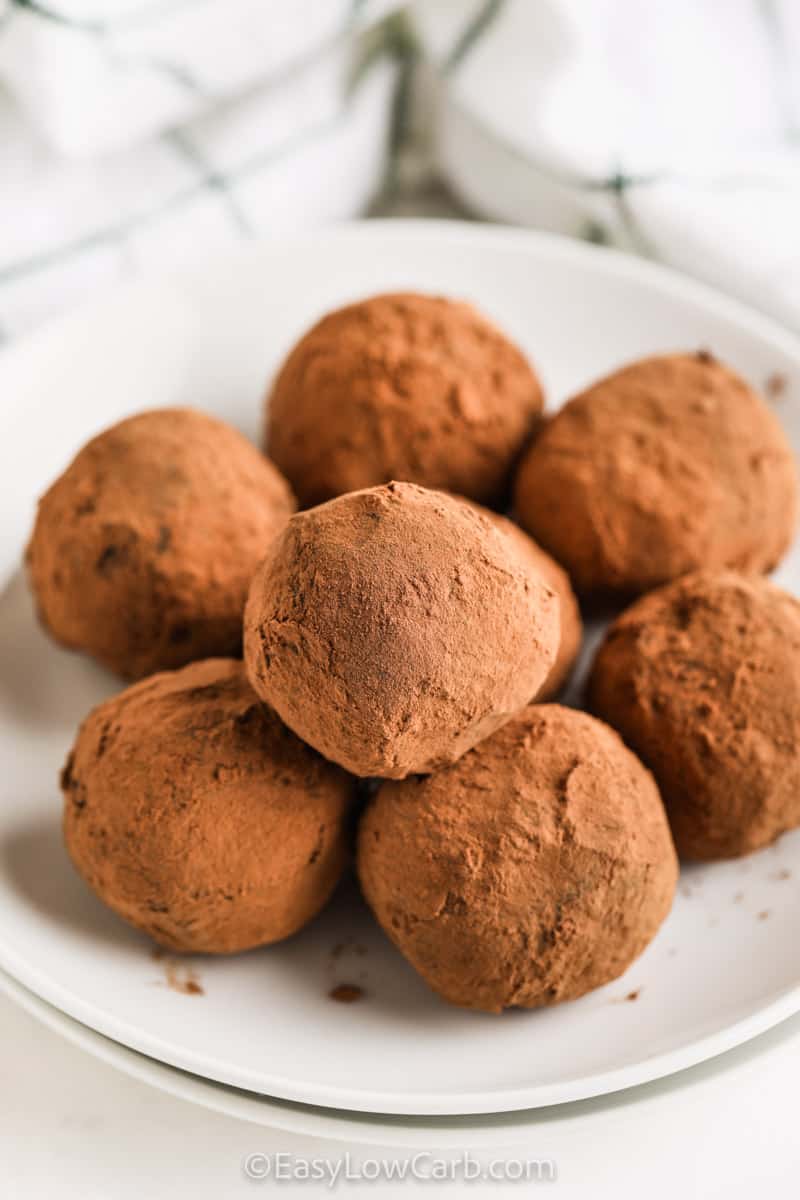 Keto Chocolate Truffle Balls on a plate