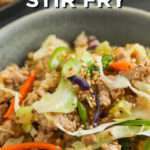 Easy Stir Fry Chicken and Vegetables in a bowl with writing