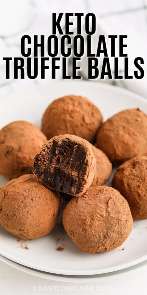 Keto Chocolate Truffle Balls with writing