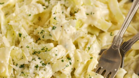 Cabbage Alfredo with Mushrooms