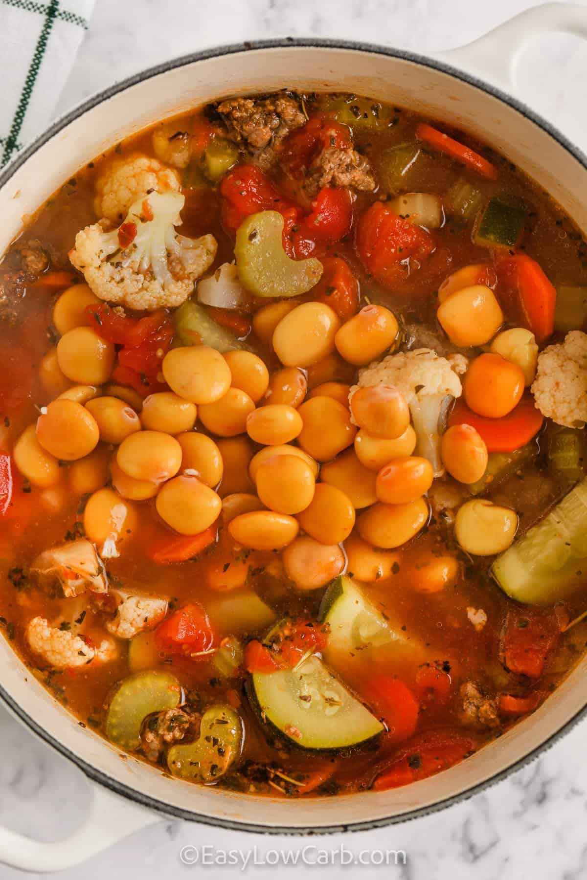 Keto Minestrone Soup in a pot