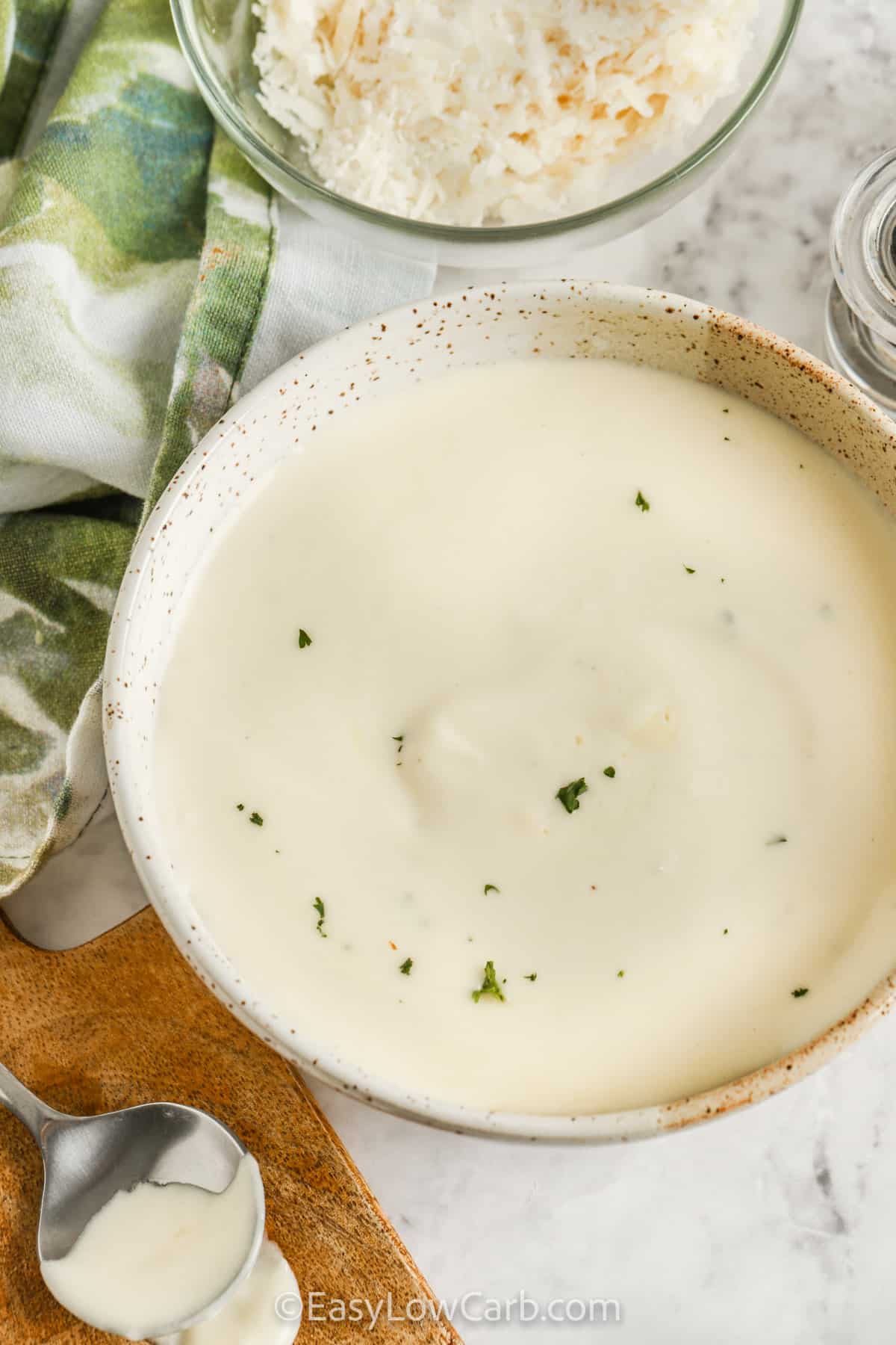 Low Carb Alfredo Sauce in a dish