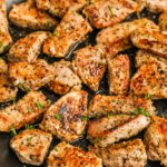 a frying pan full of Crispy Pork Bites