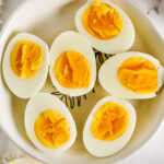 Hard Boiled Eggs cut in half in a bowl