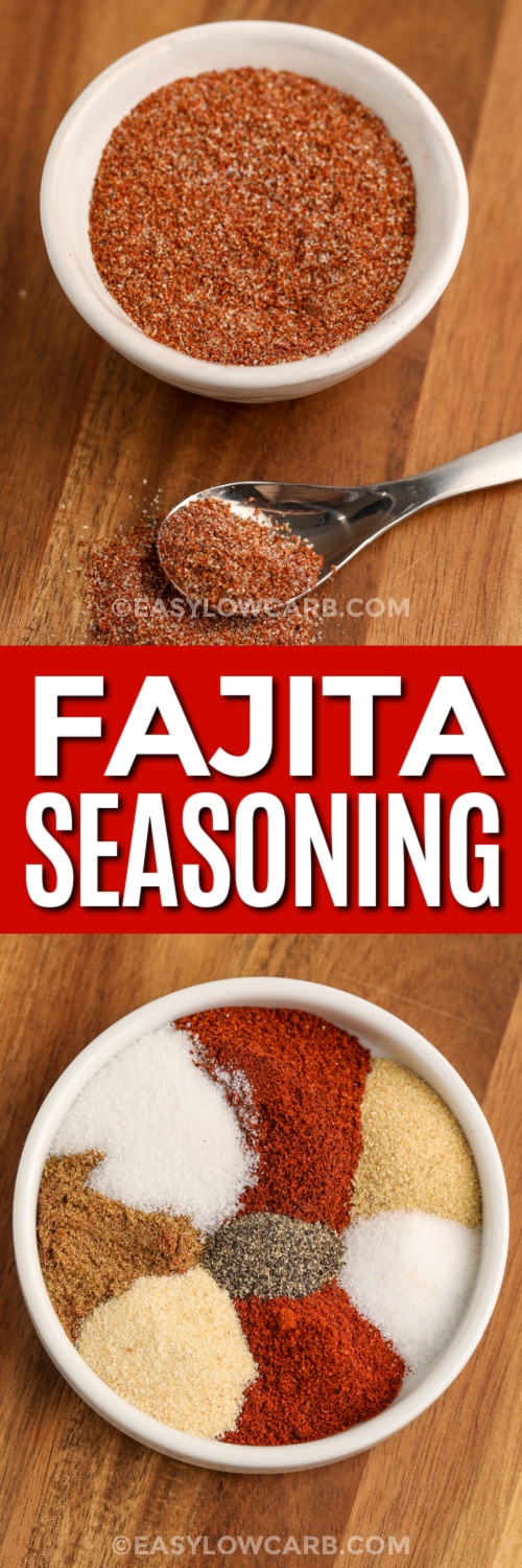 fajita seasoning and various spices with text
