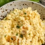 Easy Egg Salad in a bowl with writing