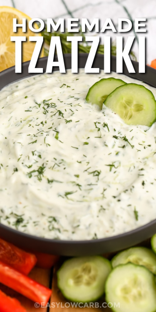 tzatziki in a bowl with text