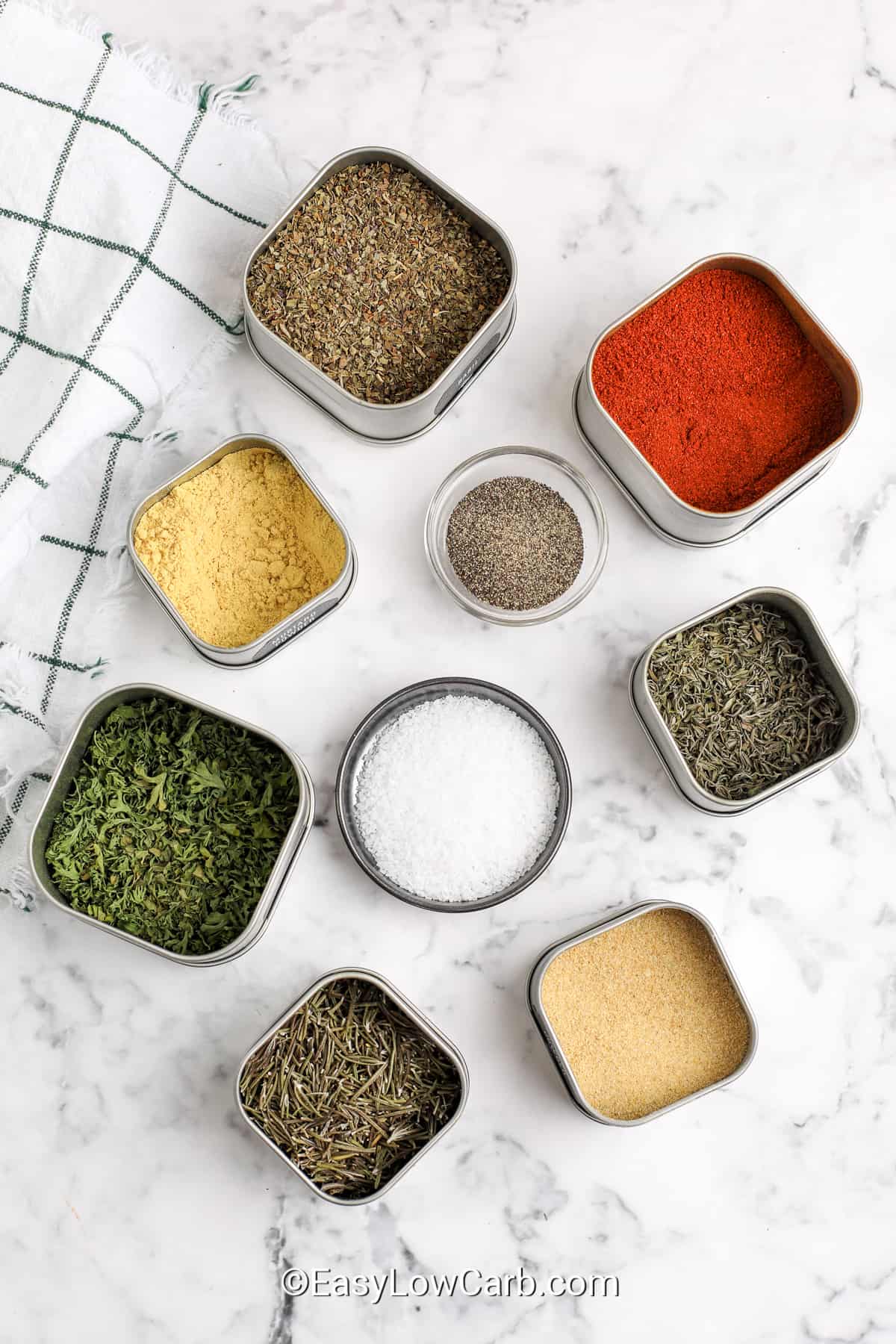 various spices assembled to make chicken seasoning