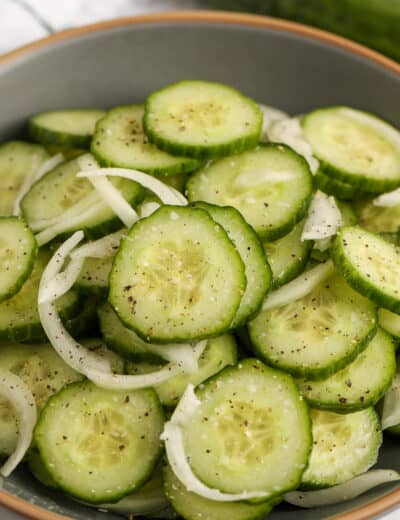 cucumber onion salad in a bowl
